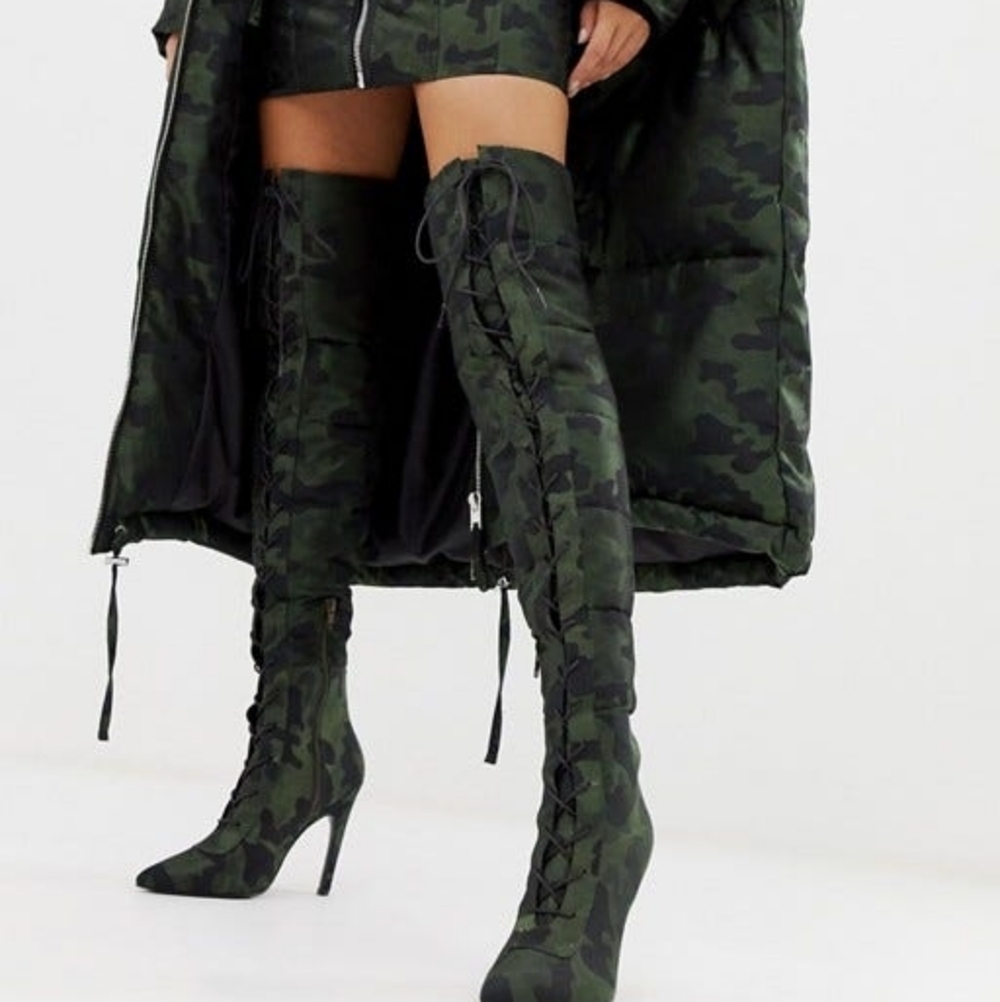 ASOS Camouflage Over-the-Knee Boots